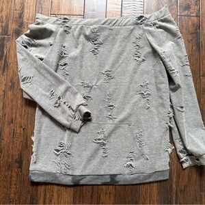 Off the shoulder distressed top